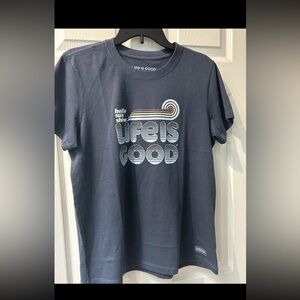 Life Is Good Dark Gray T-Shirt with Retro Design